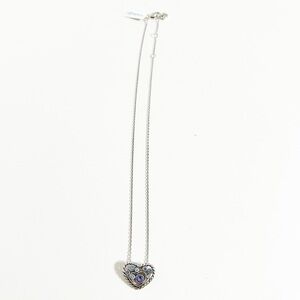 NWT Brighton Petite Halo Heart Necklace Silver Plated Blue Purple Gemstones